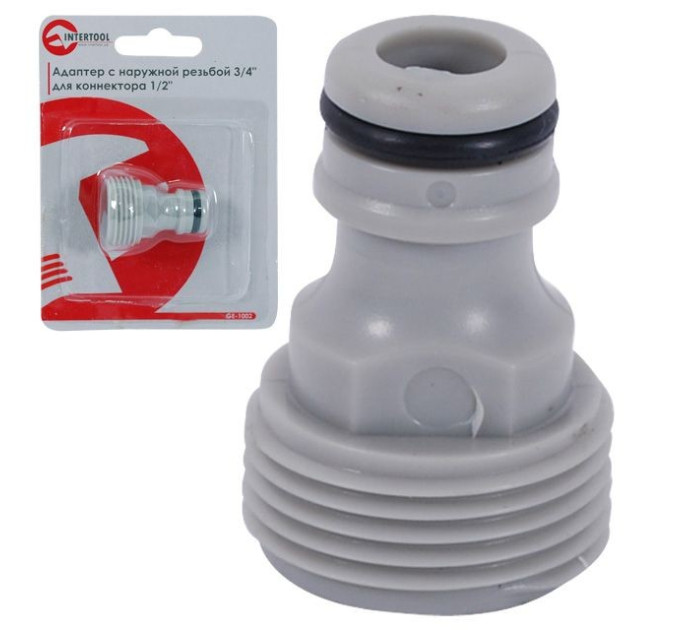 Адаптер із зовнішньою різьбою 3/4" на конектор 1/2" INTERTOOL GE-1002