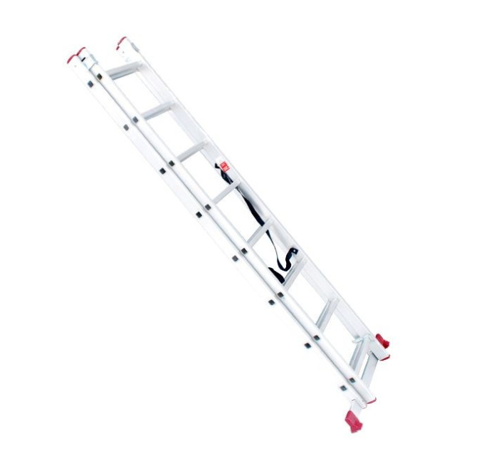 Драбина з алюмінію, 2-секційна універсальна розкладна, 2*8 сход., 3,69 м INTERTOOL LT-0208
