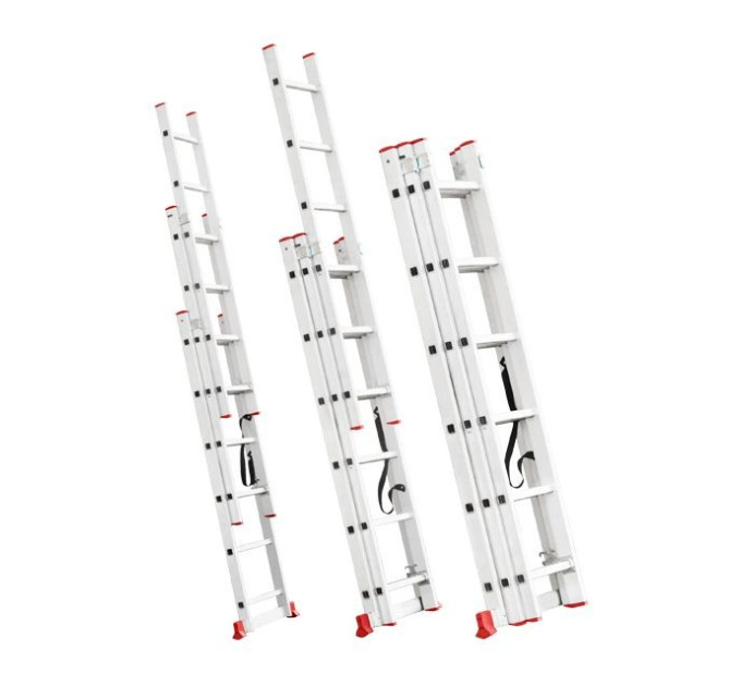 Драбина з алюмінію, 3-секційна універсальна розкладна, 3*6 сход., 3,4 м INTERTOOL LT-0306