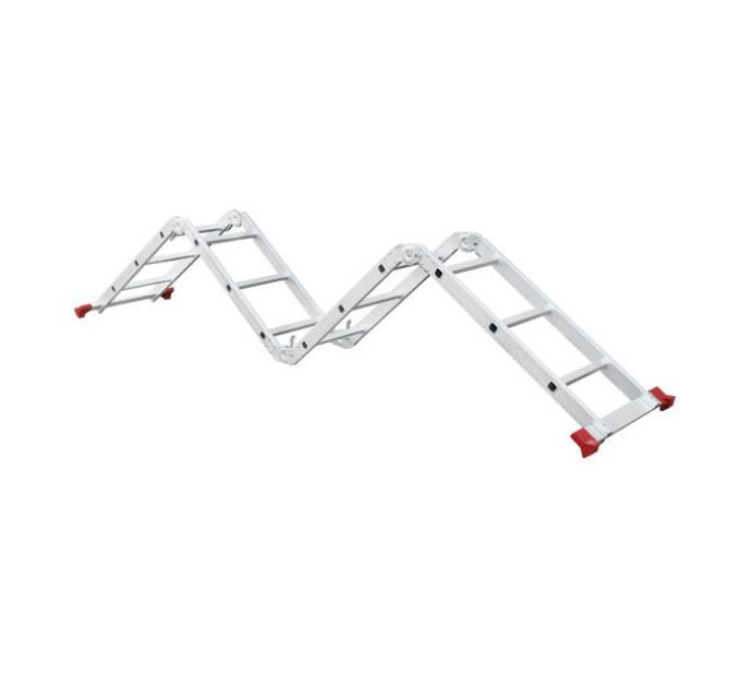 Драбина з алюмінію, багатофункціональна, трансформер, 4*3 сходинки, 3,70 м INTERTOOL LT-0030