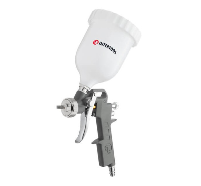 Фарбопульт пневматичний HP, форсунка - 1.5 мм, верхній пластиковий бачок - 600 мл, 5 bar INTERTOOL PT-0204