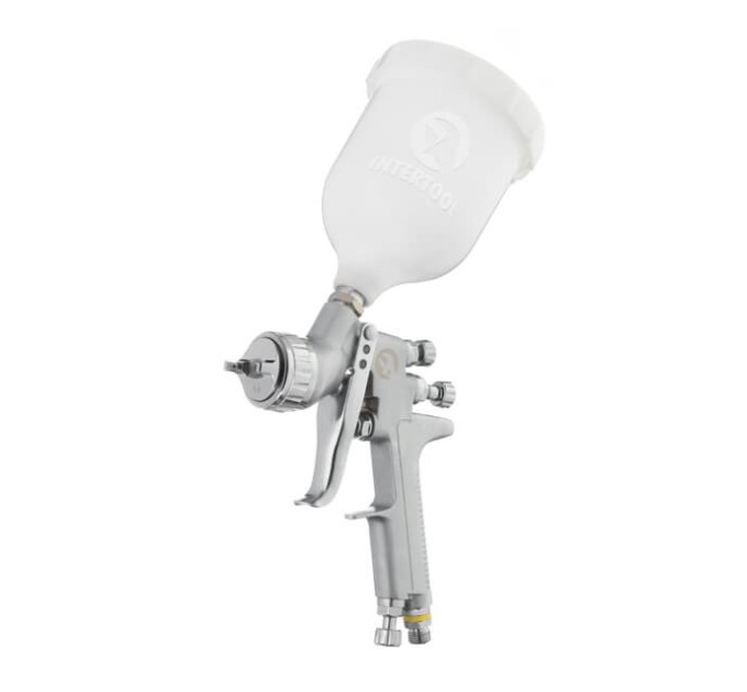 Фарбопульт пневматичний LVMP професійний, форсунка - 1.4 мм, верхній пластиковий бачок - 600 мл, 2 бар INTERTOOL PT-0115