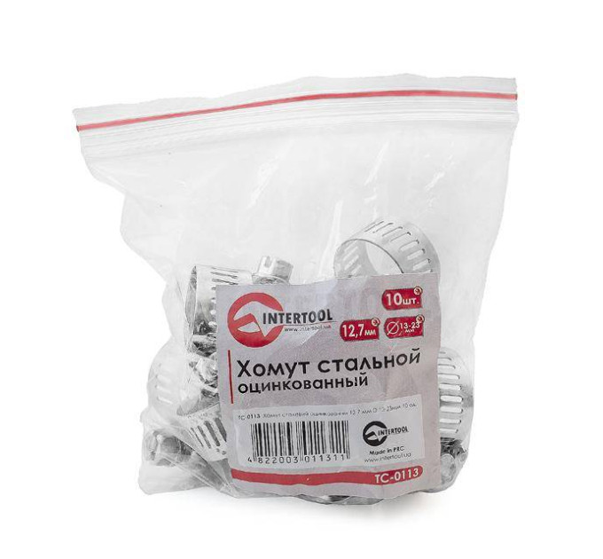 Хомут сталевий оцинкований 12,7 мм, D - 13-23 мм INTERTOOL TC-0113