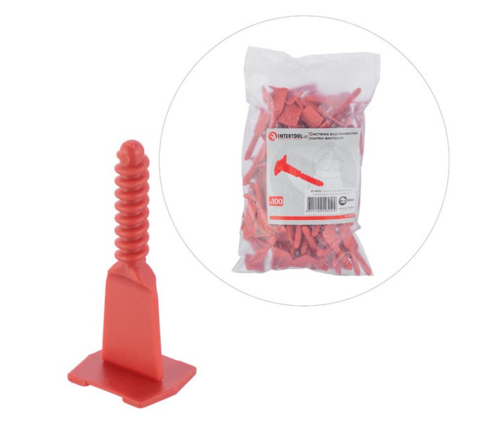 Система вирівнювання плитки гвинтова, гвинт 100 шт INTERTOOL KT-4955