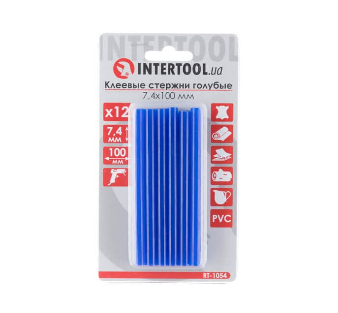Комплект стрижнів клейових блакитних 7,4 мм * 100 мм, 12 шт. INTERTOOL RT-1054