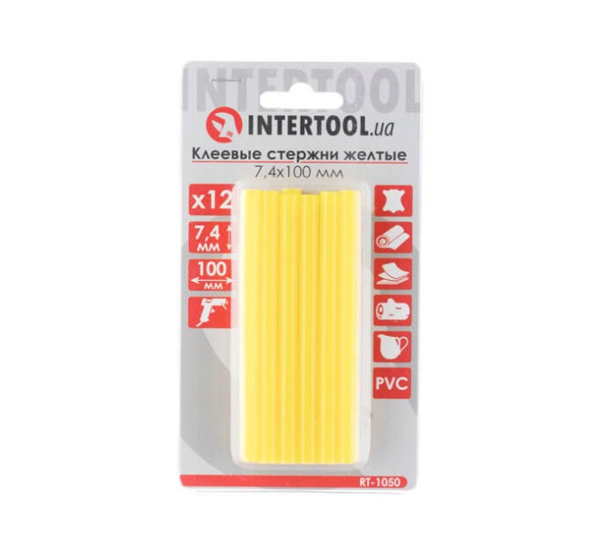 Комплект стрижнів клейових жовтих 7,4 мм * 100 мм, 12 шт. INTERTOOL RT-1050