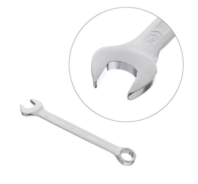 Ключ комбінований 16 мм, CrV, покриття сатин-хром, DIN3113, STORM INTERTOOL XT-1016