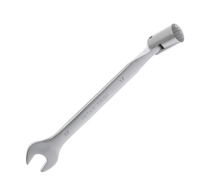 Ключ ріжково-накидний шарнірний 17 мм, CrV, покриття сатин-хром, INTERTOOL XT-1417