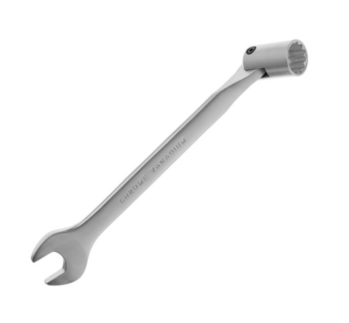 Ключ ріжково-накидний шарнірний 17 мм, CrV, покриття сатин-хром, INTERTOOL XT-1417