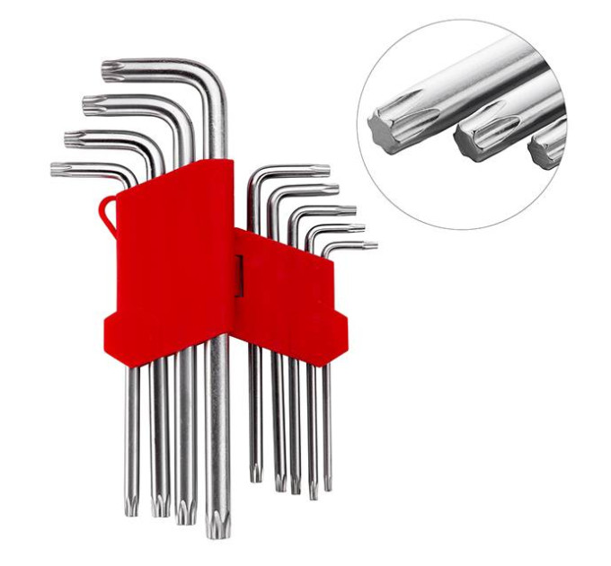Набір ключів Г-подібних TORX 9 шт, Т10-Т50, Cr-V, Big INTERTOOL HT-0608