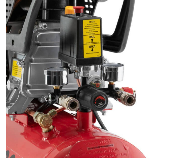 Компресор 24 л, 1.5 кВт, 220 В, 8 aтм, 206 л/хв. INTERTOOL PT-0009