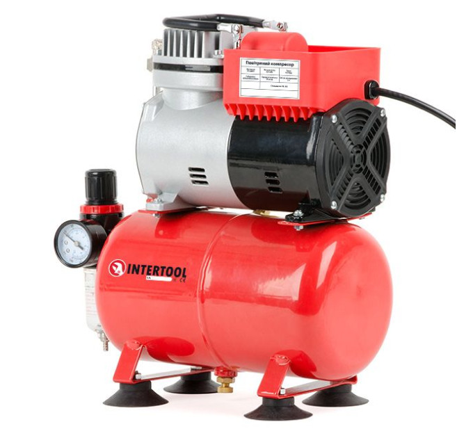 Компресор безмасляний 3 л, 0,3 кВт, 220 В, 3,2 атм, 45 л/хв. INTERTOOL PT-0001
