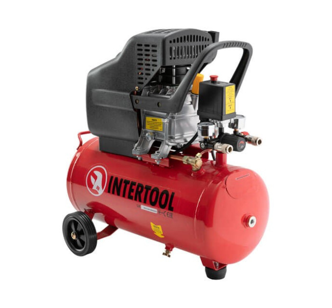Компресор 24 л, 1.5 кВт, 220 В, 8 aтм, 206 л/хв. INTERTOOL PT-0009