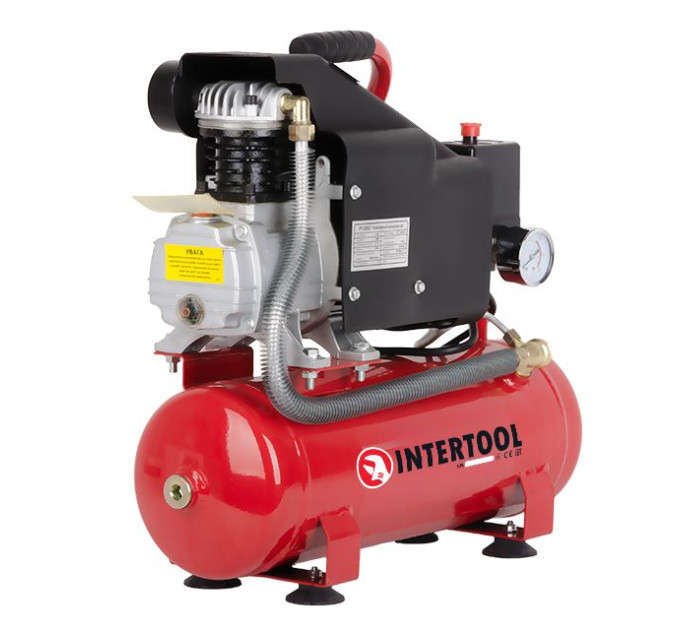 Компресор 9 л, 0.75 кВт, 220 В, 8 aтм, 160 л/хв. INTERTOOL PT-0002