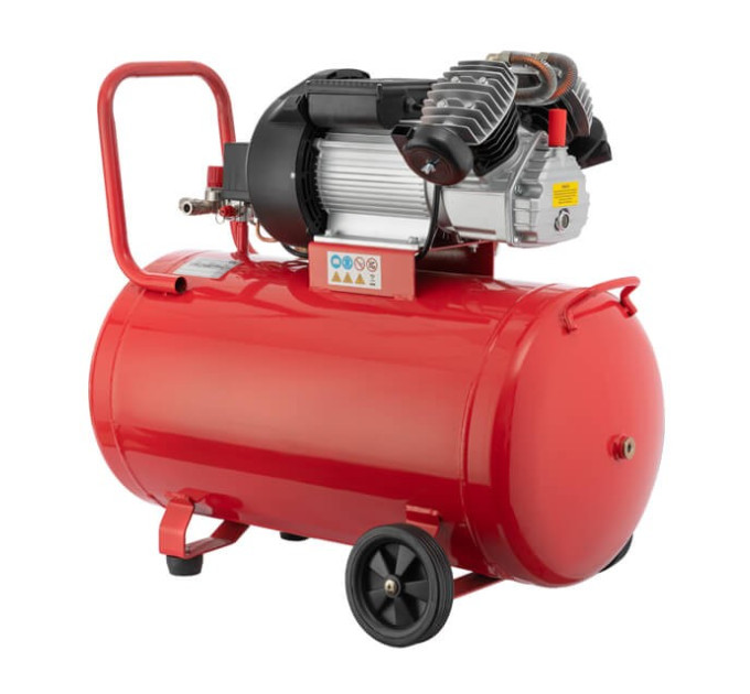 Компресор 100 л, 3 кВт, 220 В, 10 aтм, 420 л/хв., 2 циліндри INTERTOOL PT-0008