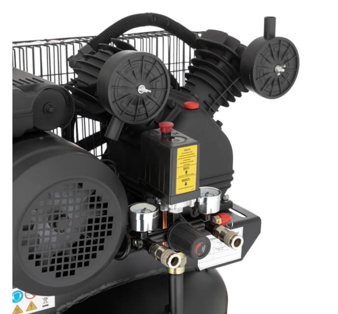 Компресор 100 л, вертикальний, 3 кВт, 220 В, 10 aтм, 500 л/хв. 2 циліндри INTERTOOL PT-0017