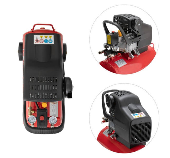 Компресор 24 л, 1.5 кВт, 220 В, 8 aтм, 206 л/хв. INTERTOOL PT-0009