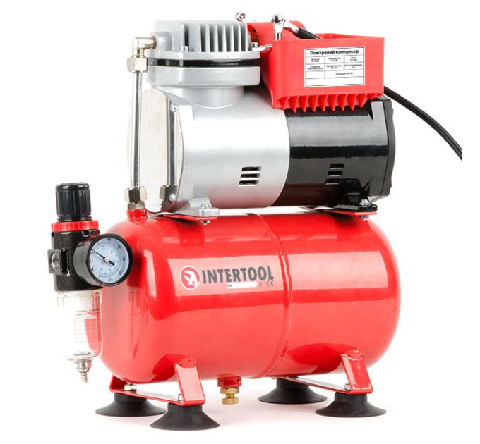 Компресор безмасляний 3 л, 0,3 кВт, 220 В, 3,2 атм, 45 л/хв. INTERTOOL PT-0001