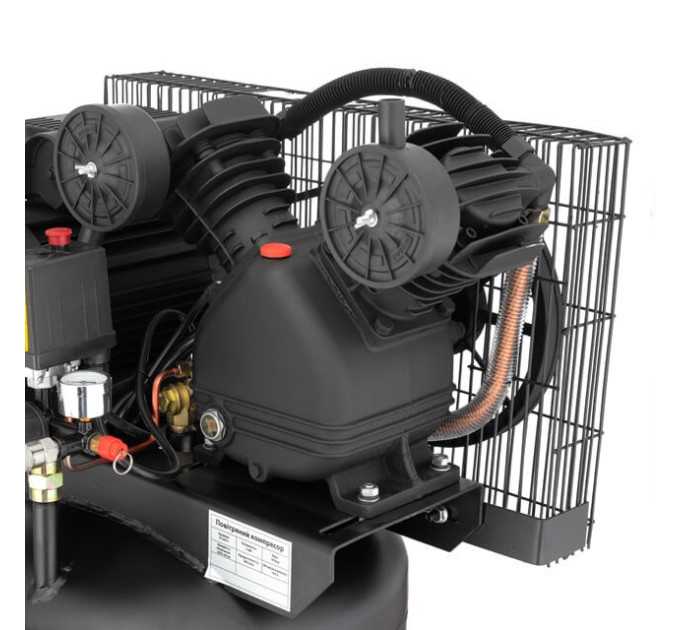 Компресор 100 л, вертикальний, 3 кВт, 220 В, 10 aтм, 500 л/хв. 2 циліндри INTERTOOL PT-0017