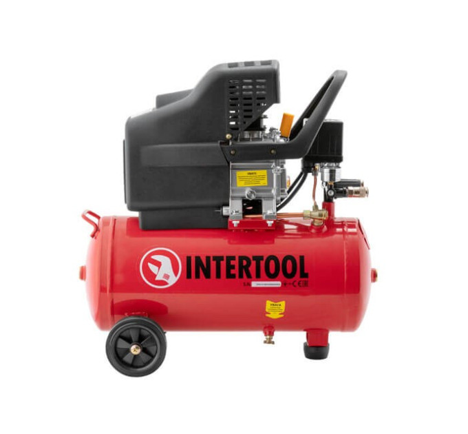 Компресор 24 л, 1.5 кВт, 220 В, 8 aтм, 206 л/хв. INTERTOOL PT-0009