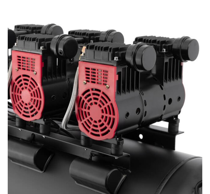 Компресор 100 л, 3х1.1 кВт, 220 В, 8 aтм, 480 л/хв., 1400 об/хв., малошумний, безмасляний, 6 циліндрів INTERTOOL PT-0028