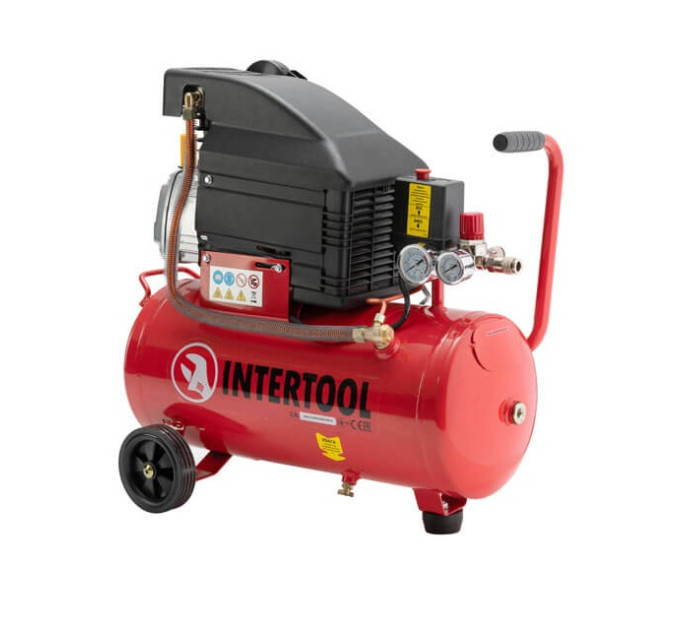 Компресор 24 л, 1500 Вт, 220 В, 8 атм, 206 л/хв. INTERTOOL PT-0010