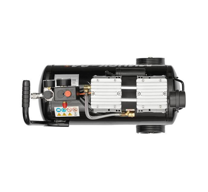 Компресор МК 24 БМ, 24л, 1.1 кВт, 220 В, 8 атм, 145 л/хв., малошумний, безмасляний, 2 циліндри INTERTOOL PT-0019