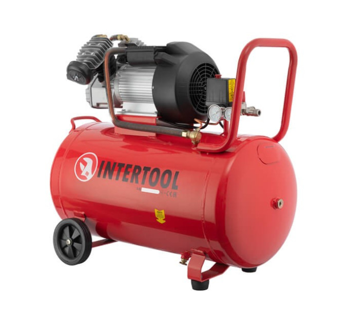 Компресор 100 л, 3 кВт, 220 В, 10 aтм, 420 л/хв., 2 циліндри INTERTOOL PT-0008