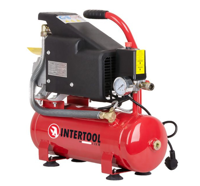 Компресор 9 л, 0.75 кВт, 220 В, 8 aтм, 160 л/хв. INTERTOOL PT-0002