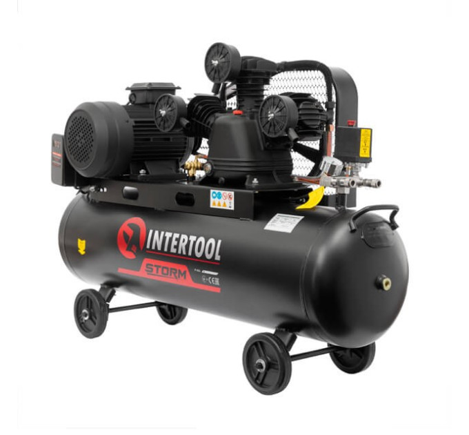 Компресор 100 л, 4 кВт, 380 В, 10 aтм, 600 л/хв., 3 циліндри STORM INTERTOOL PT-0036
