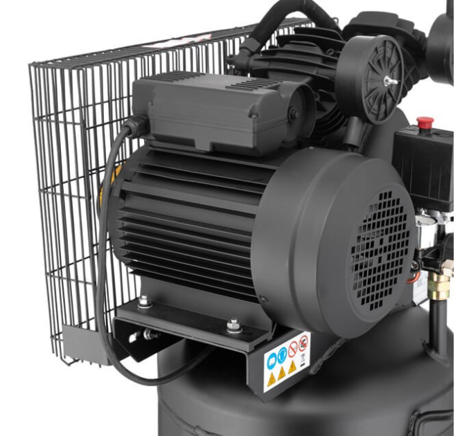 Компресор 100 л, вертикальний, 3 кВт, 220 В, 10 aтм, 500 л/хв. 2 циліндри INTERTOOL PT-0017