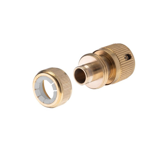 Конектор латунний з аквастопом 1/2" на шланг 1/2" STORM INTERTOOL GE-1219