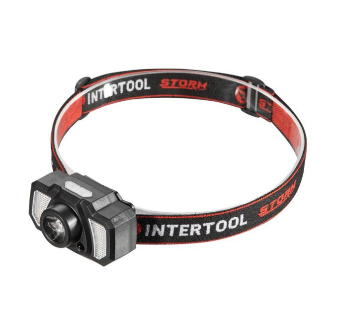 Ліхтар налобний акумуляторний XPE+6SMD+2RED LED, 7 режимів роботи, сенсор, STORM INTERTOOL LB-0311