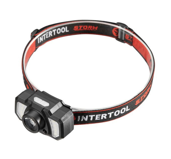 Ліхтар налобний акумуляторний XPE+6SMD+2RED LED, 7 режимів роботи, сенсор, STORM INTERTOOL LB-0311