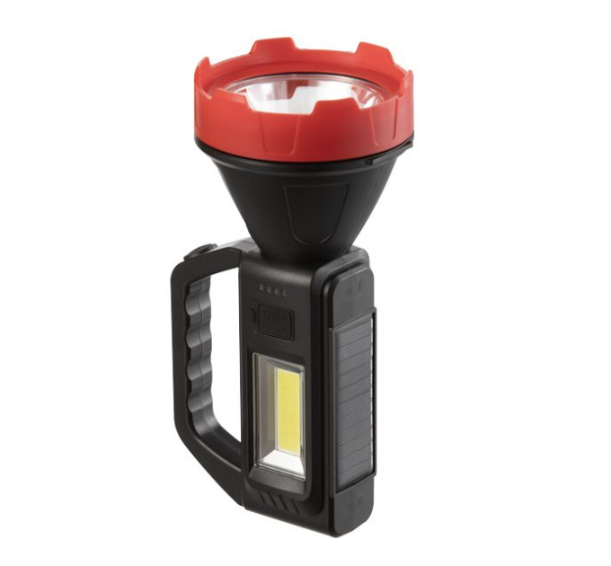 Ліхтар акумуляторний 1LED+1COB, power bank, індикатор заряду, сонячна панель INTERTOOL LB-0107