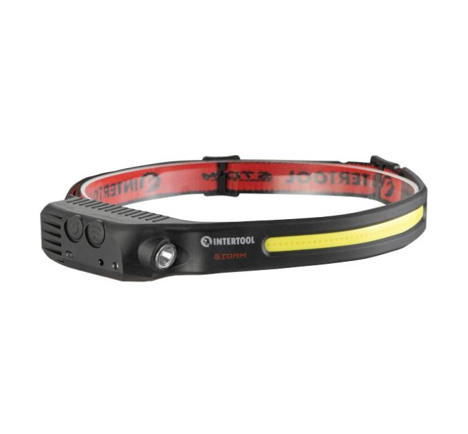 Ліхтар налобний акумуляторний COB+SMD, 9 режимів роботи, сенсор, STORM INTERTOOL LB-0315