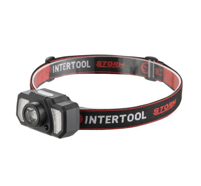 Ліхтар налобний акумуляторний XPE+6SMD+2RED LED, 7 режимів роботи, сенсор, STORM INTERTOOL LB-0311