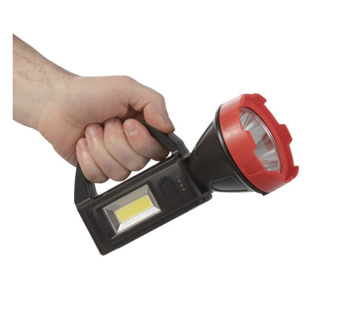 Ліхтар акумуляторний 1LED+1COB, power bank, індикатор заряду, сонячна панель INTERTOOL LB-0107