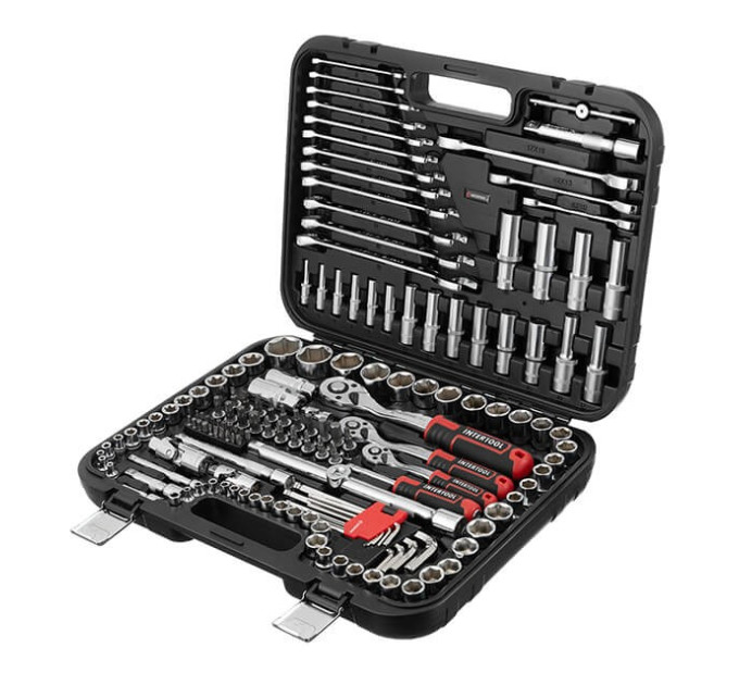 Набір інструментів 1/2" & 3/8" & 1/4", 156 од., Cr-V STORM INTERTOOL ET-8156