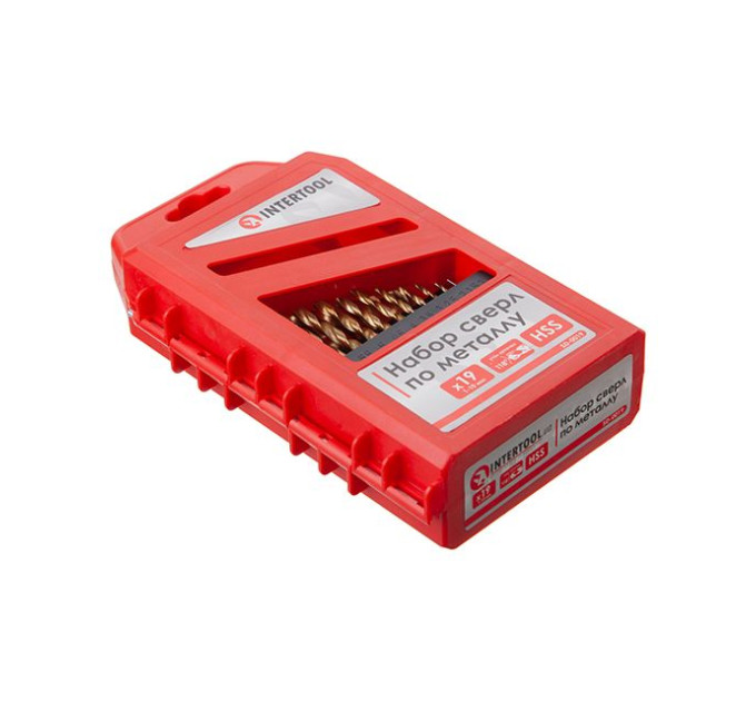 Набір свердел по металу DIN338 HSS 19шт (1.0-10.0), покриття Ti INTERTOOL SD-0019