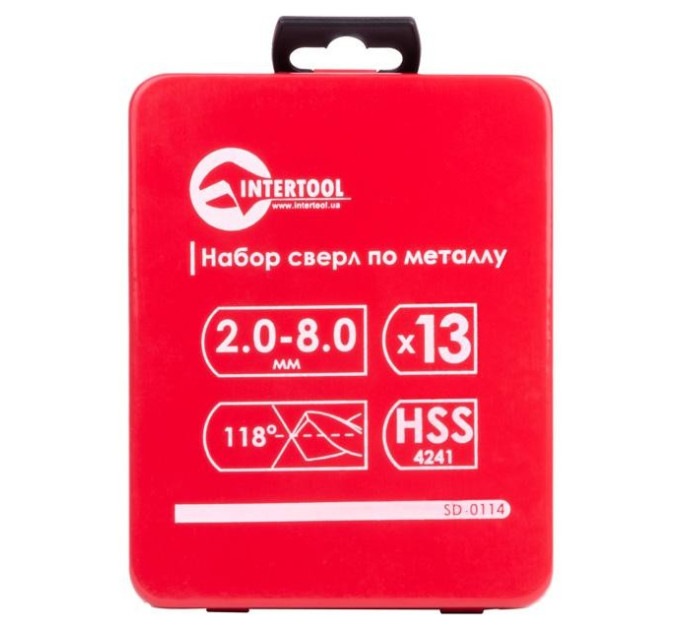 Набір свердел по металу HSS 13шт (2.0-8.0), полірована сталь INTERTOOL SD-0114