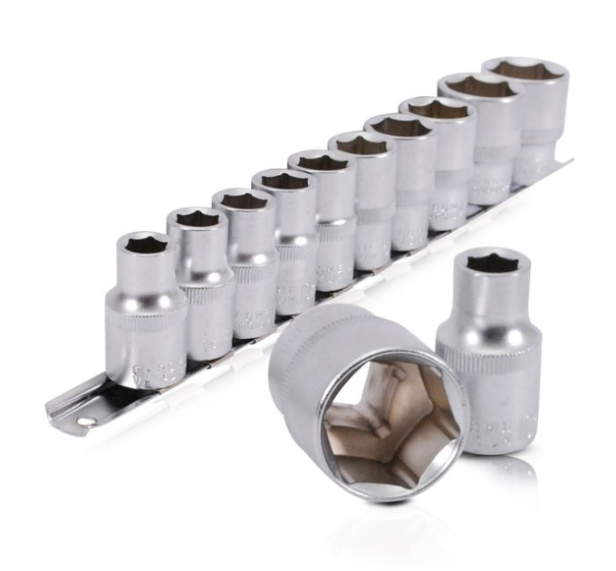 Набір головок на планці: 10-24 мм, 1/2", 10 од. INTERTOOL ET-6011