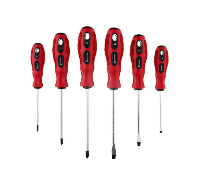 Набір викруток 6 од. (SL3*75, SL5*100, SL6*125, PH0*75, PH1*100, PH2*125), CrV, Ergo-design INTERTOOL VT-2005