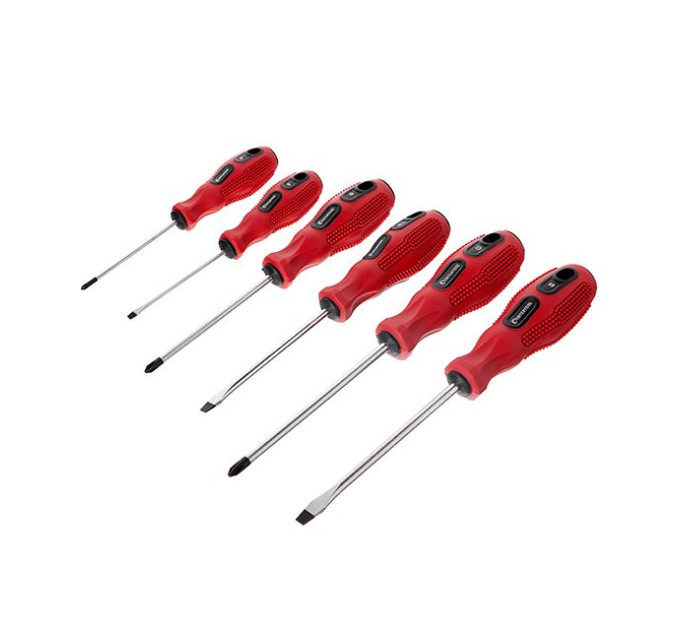 Набір викруток 6 од. (SL3*75, SL5*100, SL6*125, PH0*75, PH1*100, PH2*125), CrV, Ergo-design INTERTOOL VT-2005