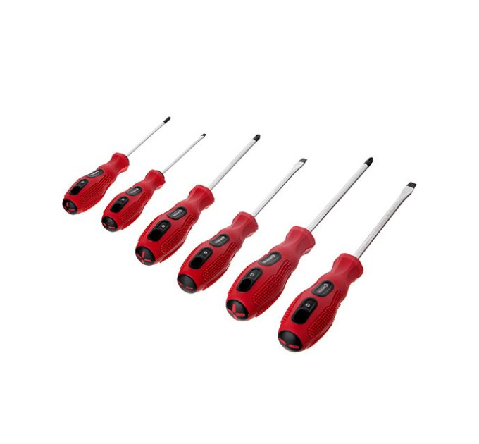 Набір викруток 6 од. (SL3*75, SL5*100, SL6*125, PH0*75, PH1*100, PH2*125), CrV, Ergo-design INTERTOOL VT-2005