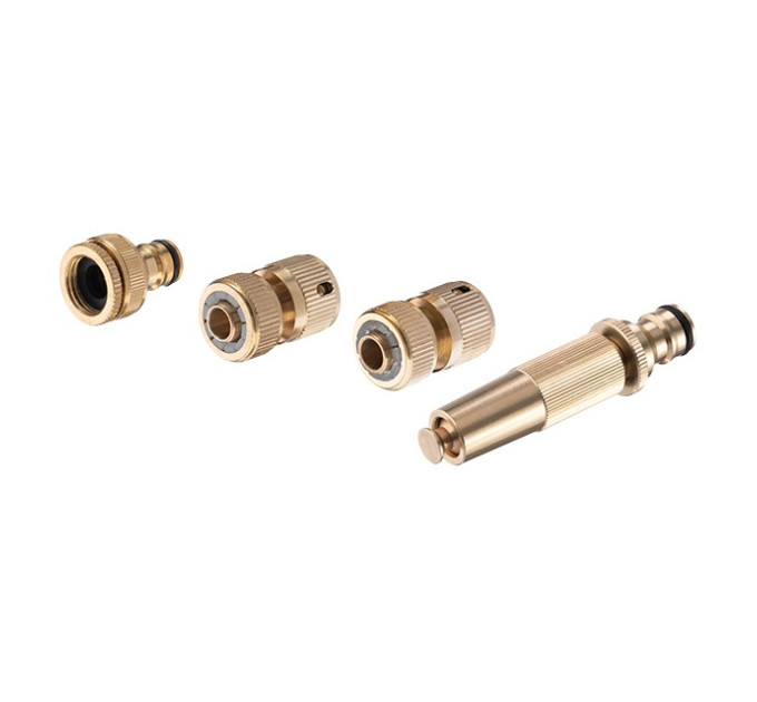 Комплект насадка латунна для поливу 1/2", конектор з аквастопом 1/2", конектор 1/2", адаптер 1/2" та 3/4" STORM INTERTOOL GE-1426