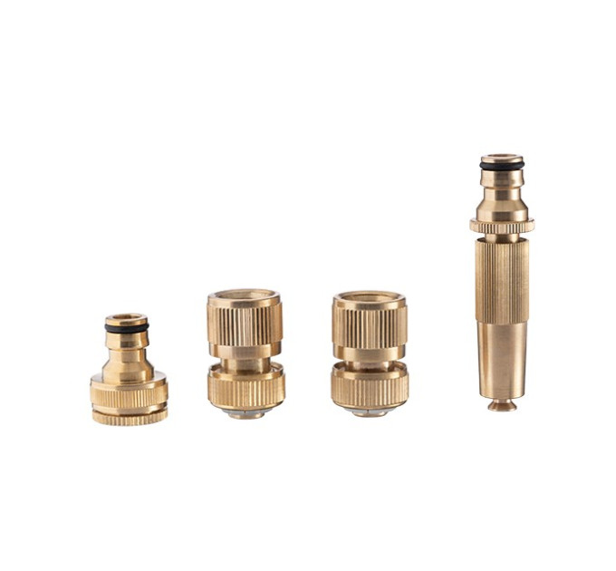 Комплект насадка латунна для поливу 1/2", конектор з аквастопом 1/2", конектор 1/2", адаптер 1/2" та 3/4" STORM INTERTOOL GE-1426