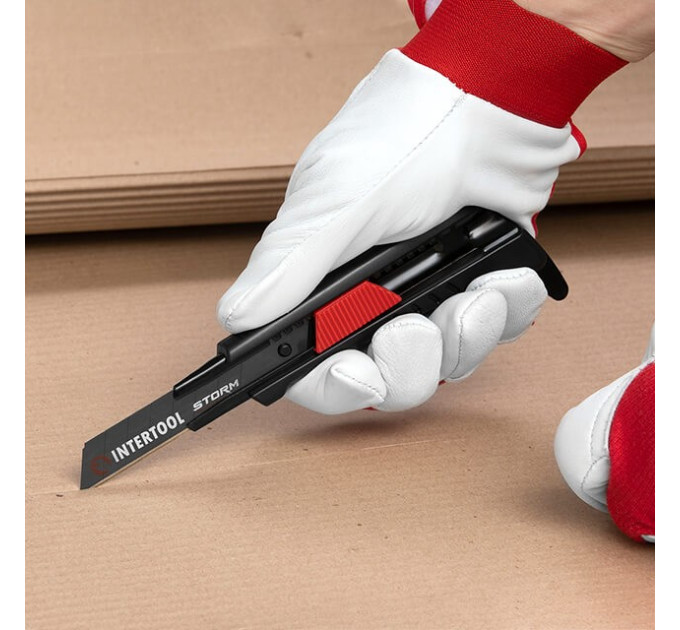 Ніж сегментний для лінолеуму 18 мм, металева напрямна, STORM INTERTOOL HT-0538