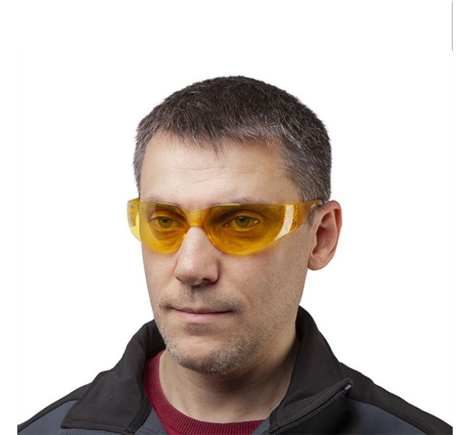 Окуляри захисні жовті, матеріал лінз - полікарбонат, матеріал дужок - полікарбонат, захист від удару INTERTOOL SP-0084