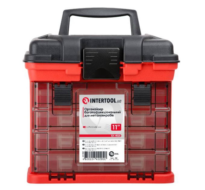 Органайзер для інструментів та метизів з висувними секціями 11" 279*184*260 мм INTERTOOL BX-4020